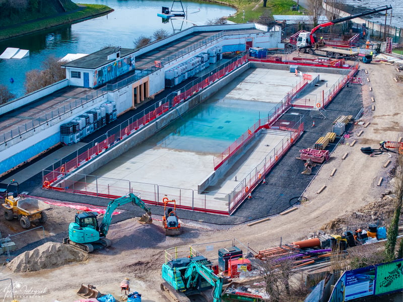 Drone footage has captured the significant progress being made at Hilsea Lido. 
Picture: Marcin Jedrysiak
