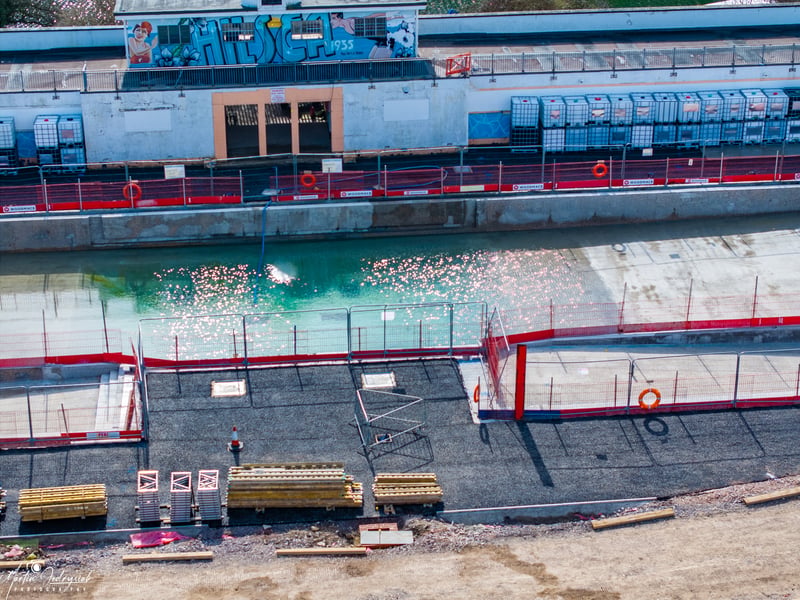 Marcin Jedrysiak has captured some astonishing drone footage of the multi-million pound work being completed at Hilsea Lido.