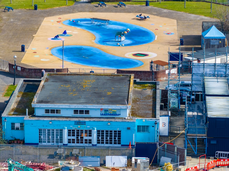 Marcin Jedrysiak has captured some astonishing drone footage of the multi-million pound work being completed at Hilsea Lido.