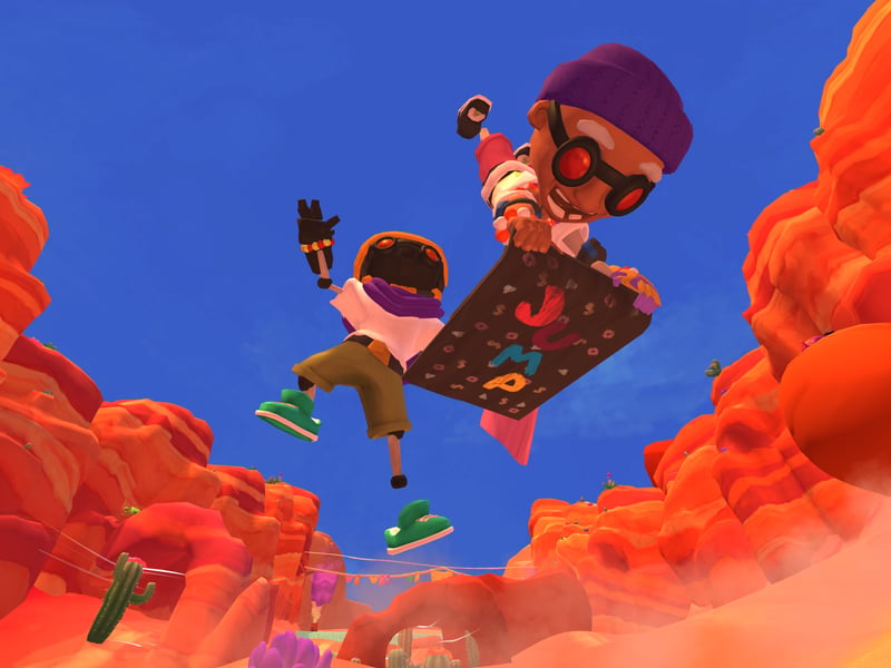 By the same studio behind Phogs!, Tray Racers is a multiplayer racing game set in a cute but post-apocalyptic world. Available on PC and Nintendo Switch, this party racing game supports up to 16 players online.