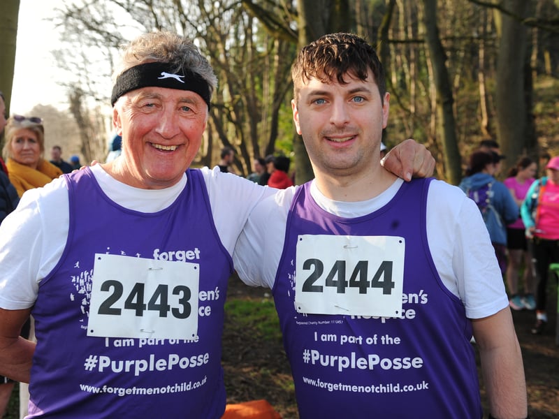 Jim and Joe  Bennett of Harrogate running for Forget Me Not Hospice.