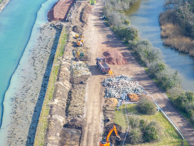 Phenomenal drone footage has captured the ongoing work at the North Portsea Coastal Defences.
Picture: Marcin Jedrysiak