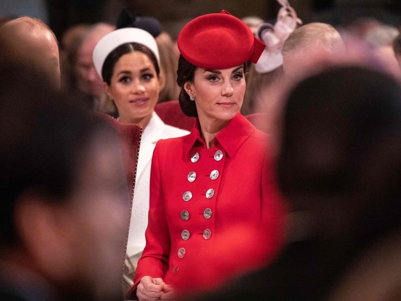 The then Duchess of Cambridge chose a bright red Catherine Walker coat dress that she also wore on her tour of New Zealand in 2014