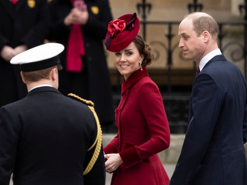 In 2020, Catherine, the then Duchess of Cambridge opted for a dark red Catherine Walker coat dress