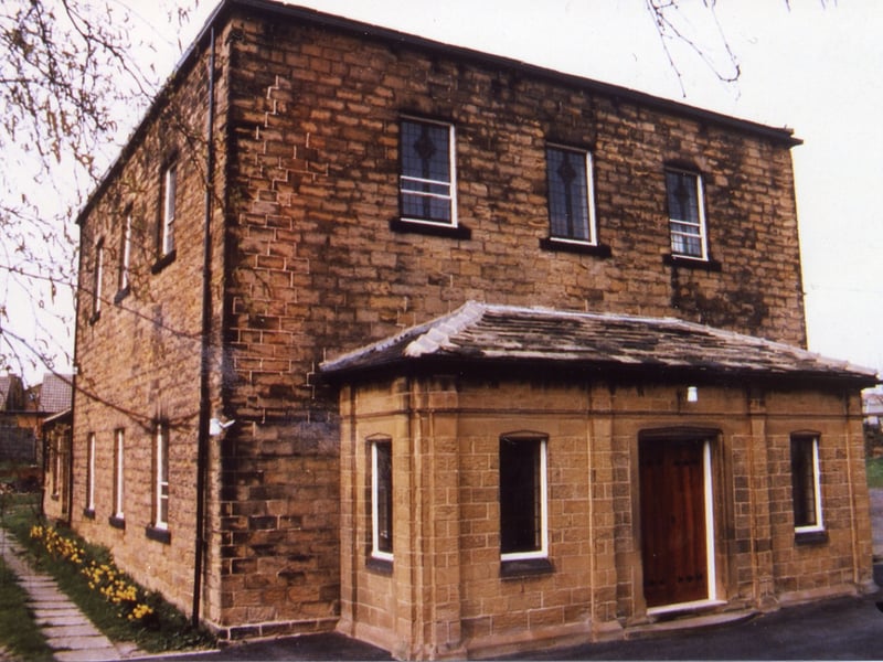 The stone built Tingley Methodist Chapel in spring-time. Pictured circa 1985.