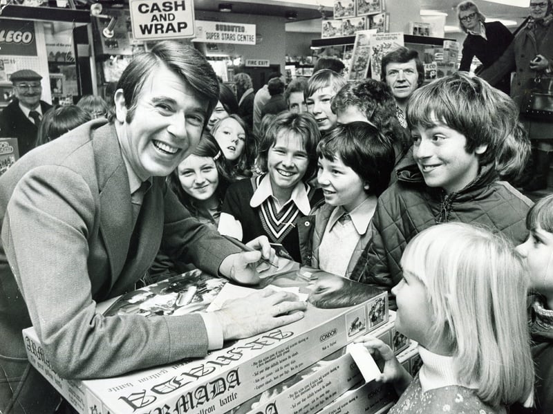 A trip to Redgates, on The Moor, in Sheffield city centre, was the highlight of the weekend for many children back in its heyday. Affectionately known as 'Yorkshire's Disneyland’, it was widely considered to be Britain’s best toy store outside of London, but it sadly closed for good in 1988. The television presenter Leslie Crowther is pictured here at Redgates in November 1975, surrounded by smiling youngsters.