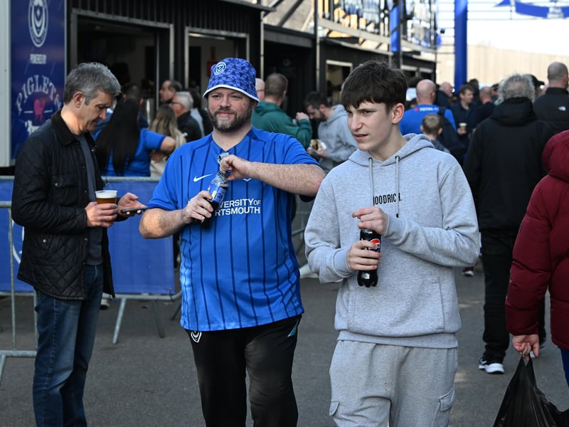 Pompey fans were in full voice as they enjoyed the occasion with John Mousinho's side toppling Championship leaders Leeds United. Pics: Graham Hunt/ProSportsImages