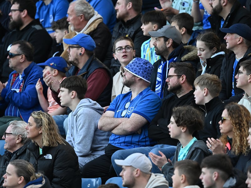 Pompey fans were in full voice as they enjoyed the occasion with John Mousinho's side toppling Championship leaders Leeds United. Pics: Graham Hunt/ProSportsImages