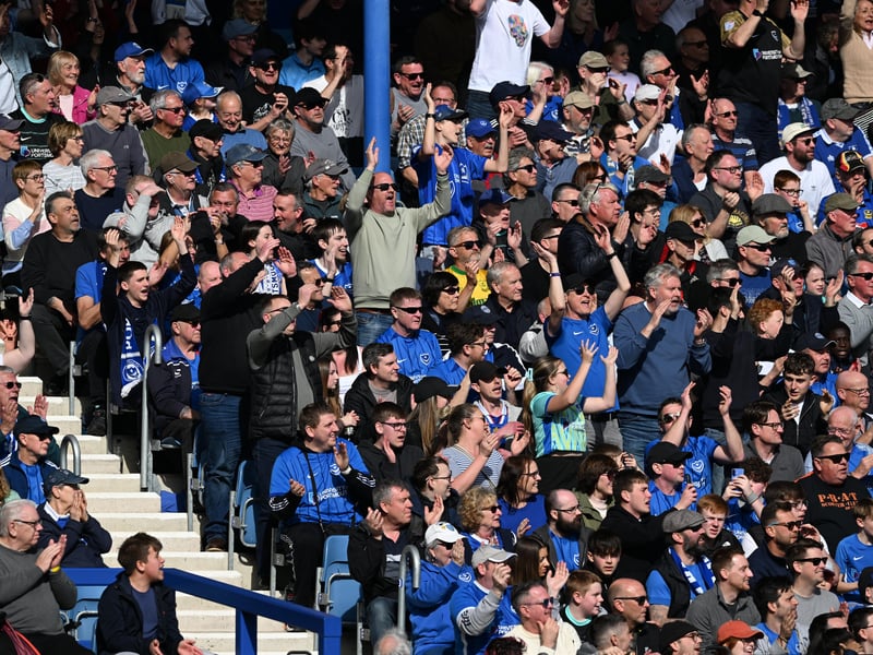 Pompey fans were in full voice as they enjoyed the occasion with John Mousinho's side toppling Championship leaders Leeds United. Pics: Graham Hunt/ProSportsImages