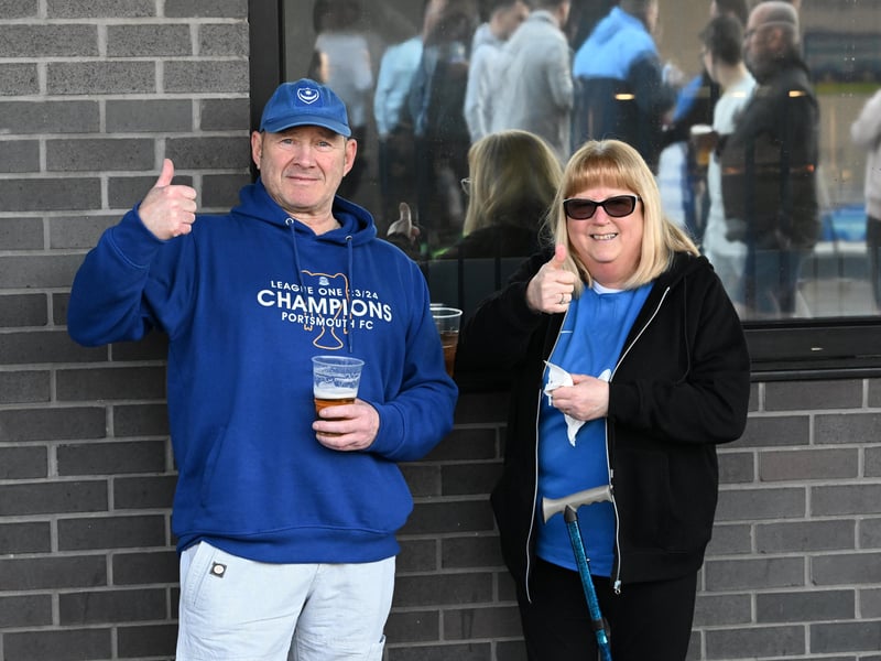 Pompey fans were in full voice as they enjoyed the occasion with John Mousinho's side toppling Championship leaders Leeds United. Pics: Graham Hunt/ProSportsImages