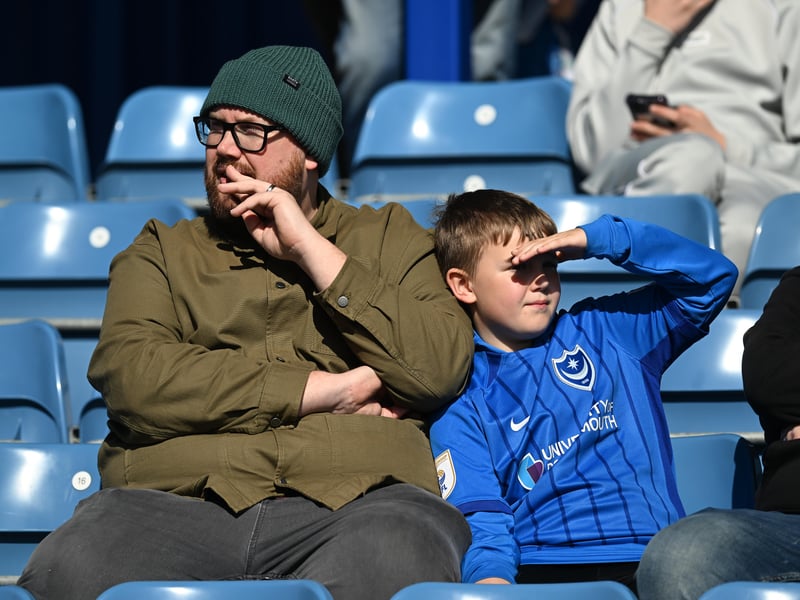 Pompey fans were in full voice as they enjoyed the occasion with John Mousinho's side toppling Championship leaders Leeds United. Pics: Graham Hunt/ProSportsImages