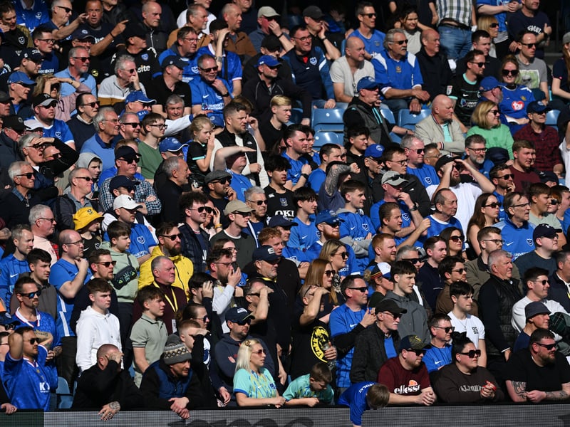 Pompey fans were in full voice as they enjoyed the occasion with John Mousinho's side toppling Championship leaders Leeds United. Pics: Graham Hunt/ProSportsImages