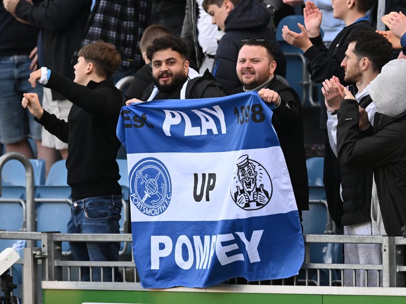Pompey fans were in full voice as they enjoyed the occasion with John Mousinho's side toppling Championship leaders Leeds United. Pics: Graham Hunt/ProSportsImages