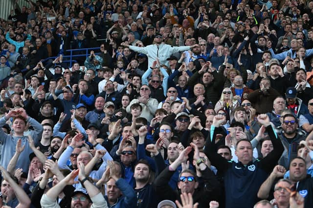 Pompey fans were in full voice as they enjoyed the occasion with John Mousinho's side toppling Championship leaders Leeds United. Pics: Graham Hunt/ProSportsImages