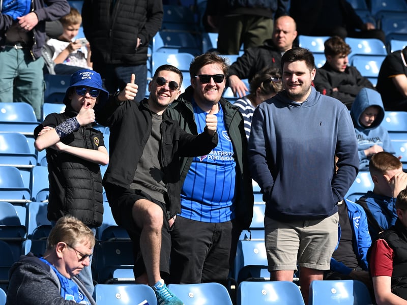 Pompey fans were in full voice as they enjoyed the occasion with John Mousinho's side toppling Championship leaders Leeds United. Pics: Graham Hunt/ProSportsImages