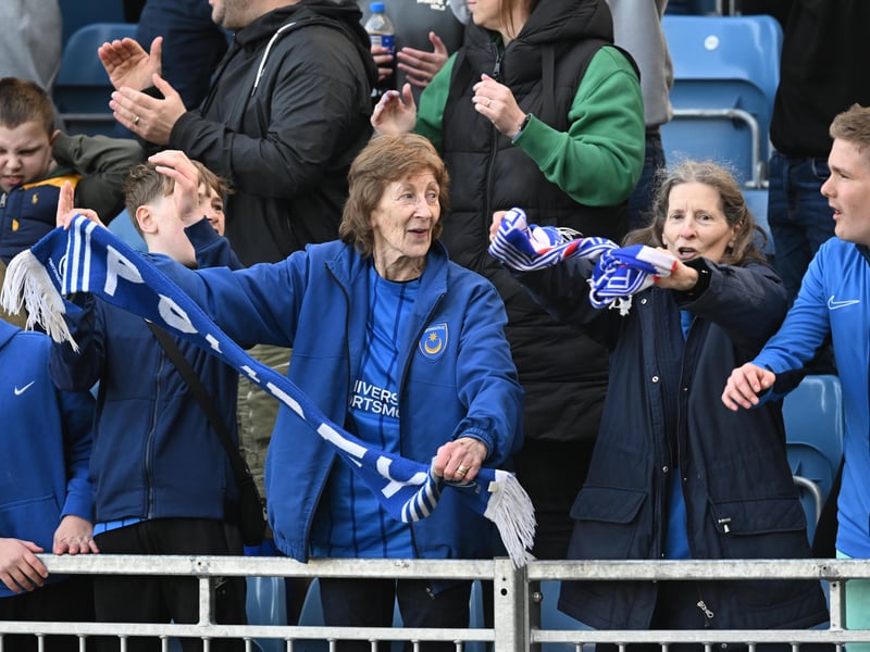 Pompey fans were in full voice as they enjoyed the occasion with John Mousinho's side toppling Championship leaders Leeds United. Pics: Graham Hunt/ProSportsImages