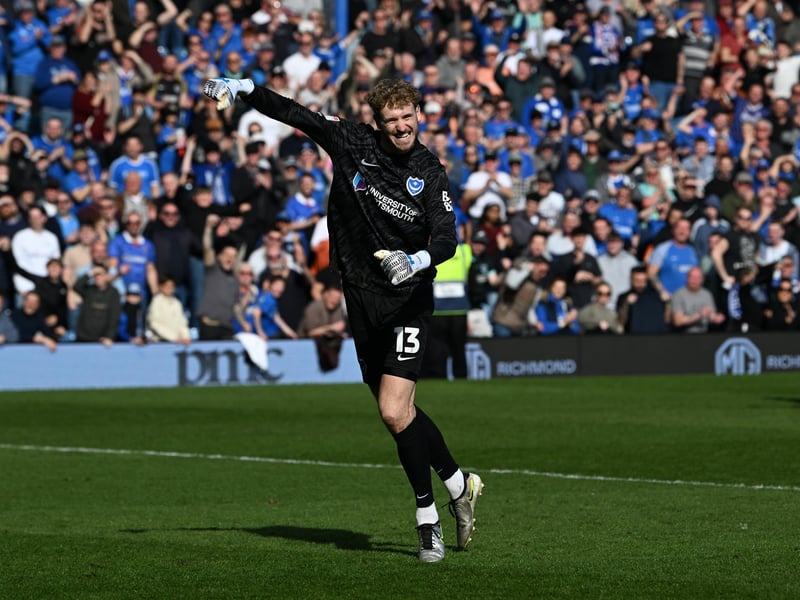 Pompey's Nico Schmid celebrates after the Leeds win. Pic: Graham Hunt/ProSportsImages