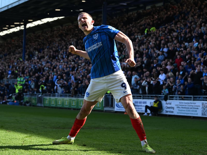 Pompey's Colby Bishop celebrates his goal against Leeds. Pic: Graham Hunt/ProSportsImages