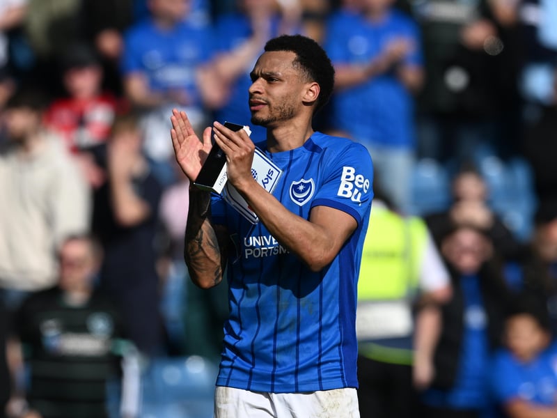 Pompey players celebrate with fans after the Leeds win. Pic: Graham Hunt/ProSportsImages
