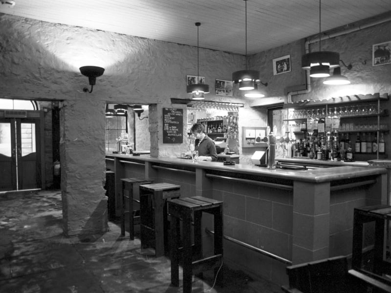 The bar of the Gilded Balloon at 209 Cowgate in November 1985. A popular venue for new and established Fringe acts during the Edinburgh Festival, the building was completely gutted by a fire in the Old Town in 2003.