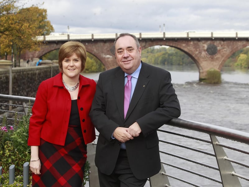 Deputy First Minister Nicola Sturgeon and First Minister Alex Salmond arrive in Perth ahead of the Scottish National Party annual national conference in 2012