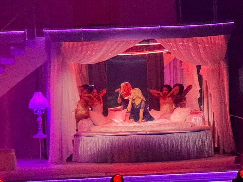 The star took to her bed to sing one song.