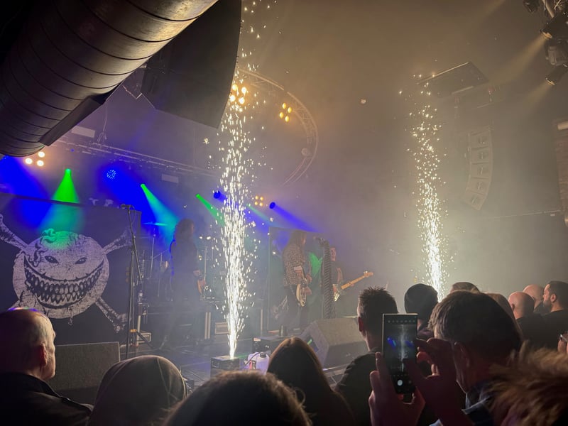 There were pyrotechnics at key moments during the gig.