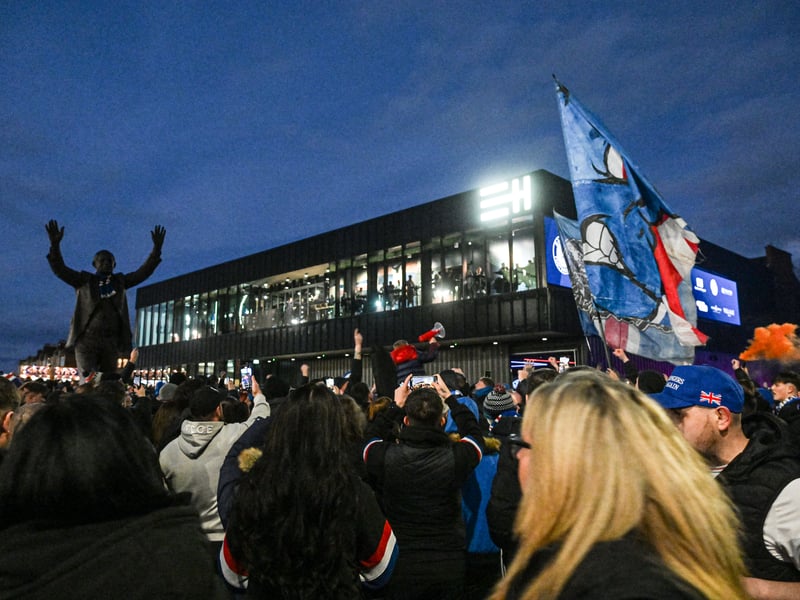 Rangers fans head towards Ibrox for the game.