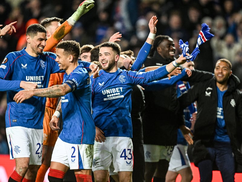Rangers Nicolas Raskin celebrates at full time.