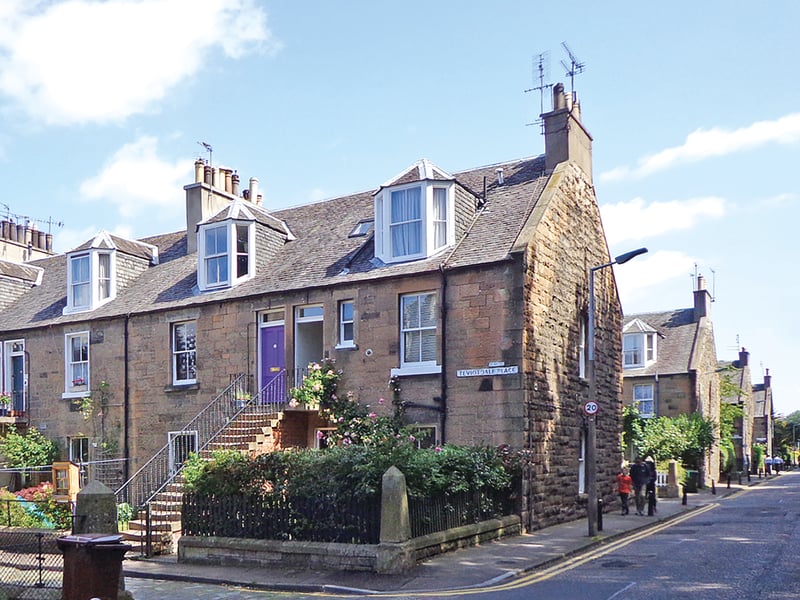 In 1861, seven enterprising stonemasons founded the Edinburgh Co-operative Building Company to provide affordable housing and avoid exploitation by landlords.
Stockbridge Colonies, originally called Glenogle Park, was the first of several projects devised by the co-op, all of which survive.
Members of the co-op were artisans and panels on the gable ends here show the tools of their trade.