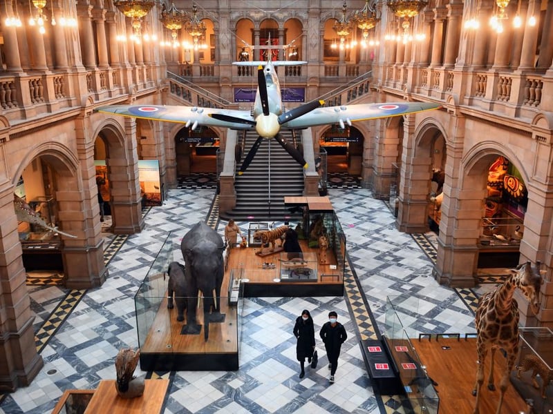 Limited numbers of people were allowed back into Glasgow's Kelvingrove Museum and Art Galley as lockdown eased - but they had to practice social distancing and wear face coverings.