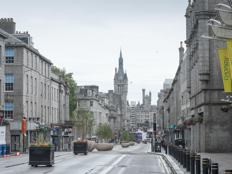Deserted streets in Aberdeen during the lockdown.