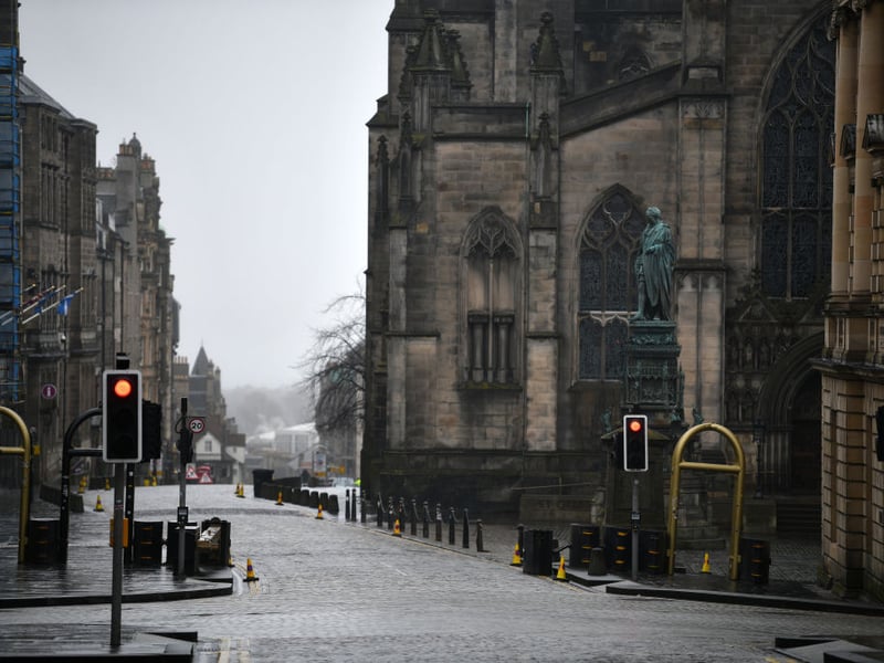 An empty Edinburgh Royal Mail as people stay at home to protect the spread of the virus.