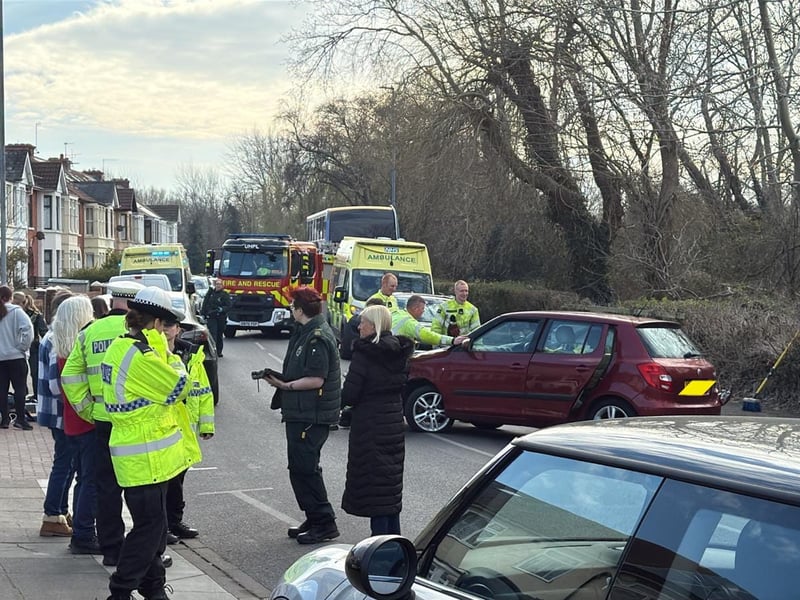 Emergency services scrambled to Tangier Road in Baffins, Portsmouth, earlier this morning following a crash.