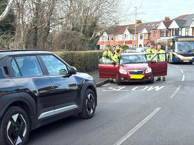 Emergency services scrambled to Tangier Road in Baffins, Portsmouth, earlier this morning following a crash.