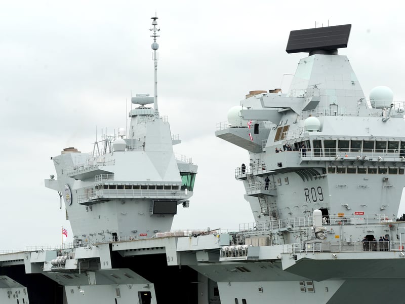 HMS Queen Elizabeth and HMS Prince of Wales, the mightiest ships in the Royal Navy fleet, weigh an estimated 80,600 tonnes when fully loaded, and is 284m long.