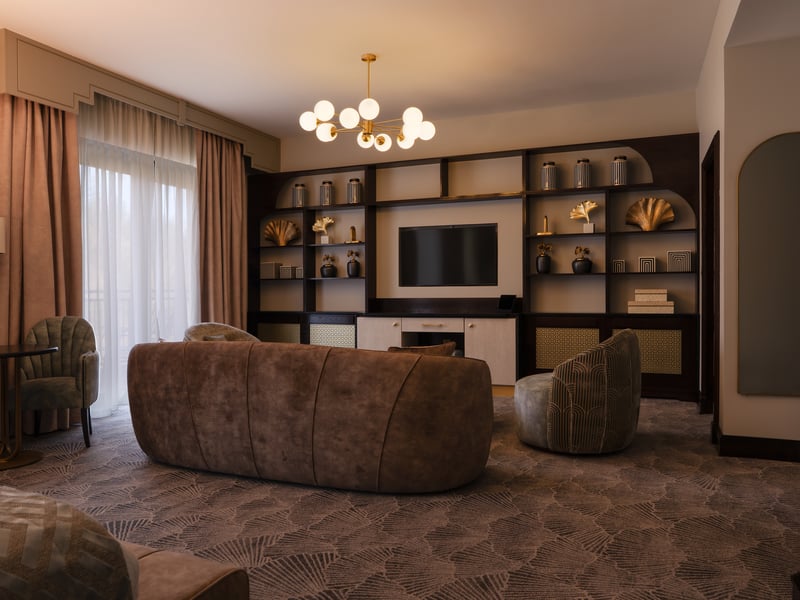 The living area in one of the new suites