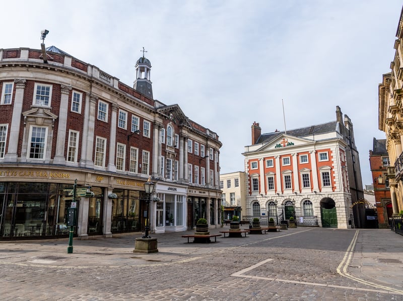 A deserted St. Helen's Square in York on Easter Sunday in April 2020 during the Covid lockdown