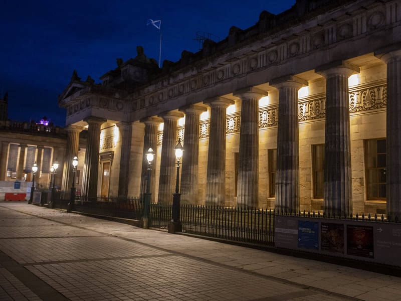 A deserted Edinburgh without the annual Christmas market, cancelled due to Covid, in November 2020
