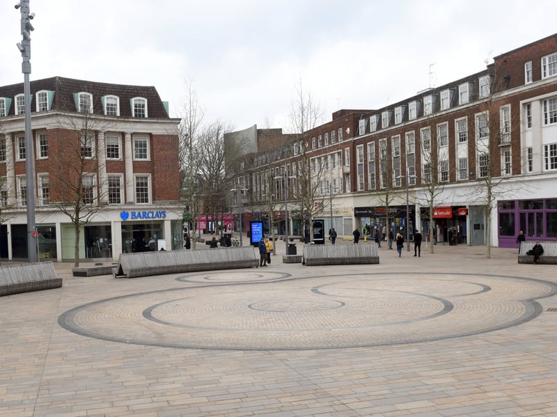 Virtually empty streets in the main shopping area of Hull during the Covid pandemic