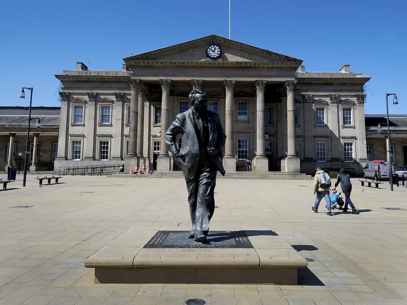 An almost deserted Huddersfield town centre, during the Covid pandemic