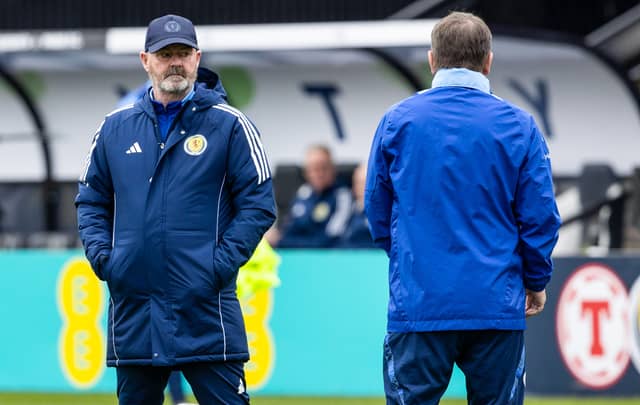 Scotland head coach Steve Clarke during a training session at the City Stadium, Glasgow, on Saturday, March 22. (Photo by Alan Harvey / SNS Group)