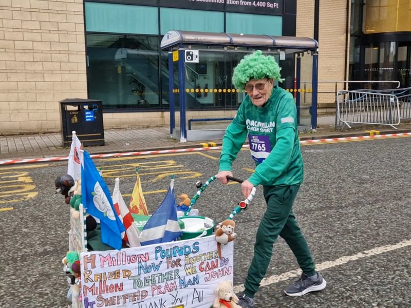 John Burkhill was taking part with his pram and green wig. Photo: David Kessen, National World