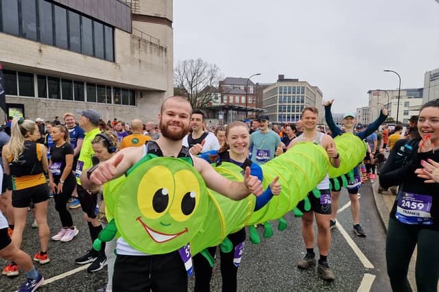 These runners ran the race together in a caterpillar costume. Photo: David Kessen, National World