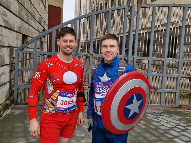 These two friends dressed as Iron Man and Captain America to raise money for a school in Dore, Sheffield. Photo: David Kessen, National World
