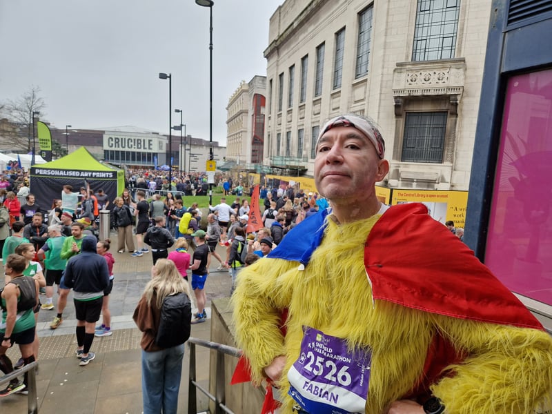 Fabian was dressed as a chicken to raise money for the children's hospital. Photo: David Kessen, National World
