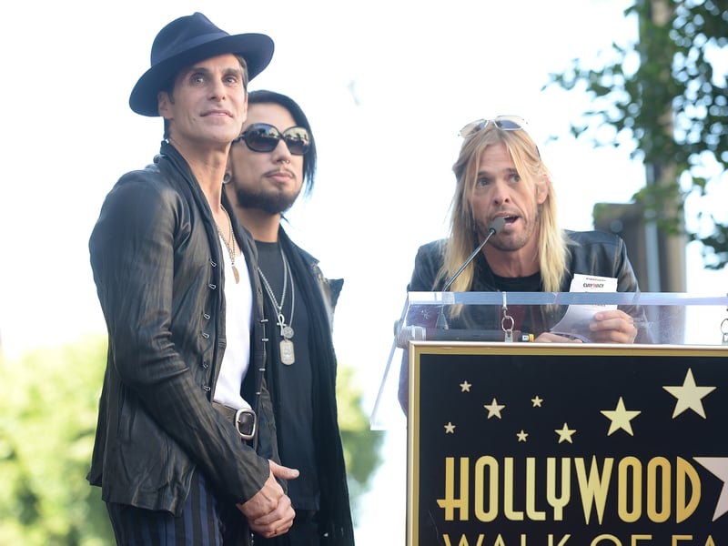  (L-R) Musicians Perry Farrell, Taylor Hawkins, Stephen Perkins, Chris Chaney and Dave Navarro attend the ceremony honoring Jane's Addiction with a Star on The Hollywood Walk of Fame on October 30, 2013 in Hollywood, California. 