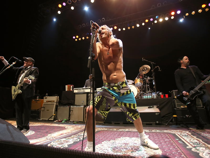 (L-R) Musicians Rick Nielsen, Taylor Hawkins and Krist Novoselic of the Sound City Players performs at Hammerstein Ballroom on February 13, 2013 in New York City.  