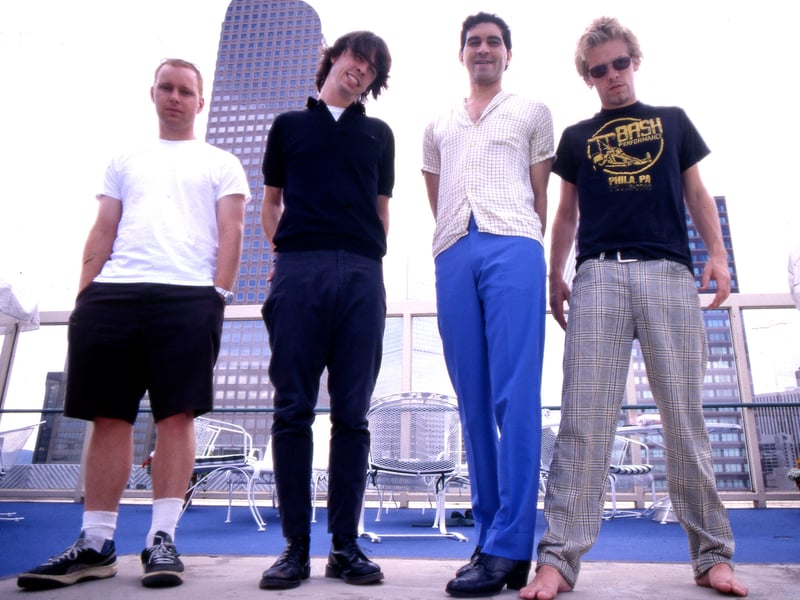 Foo Fighters group portrait, Denver, United States, 1998. (Photo by Martyn Goodacre/Getty Images)