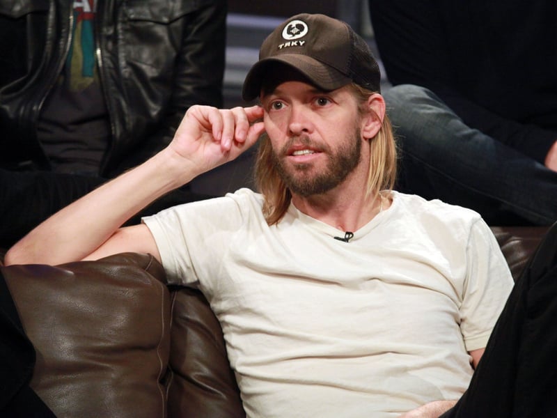 Musician Taylor Hawkins of the Foo Fighters tapes an episode of "Hoppus On Music" at fuse Studios on April 12, 2011 in New York City.